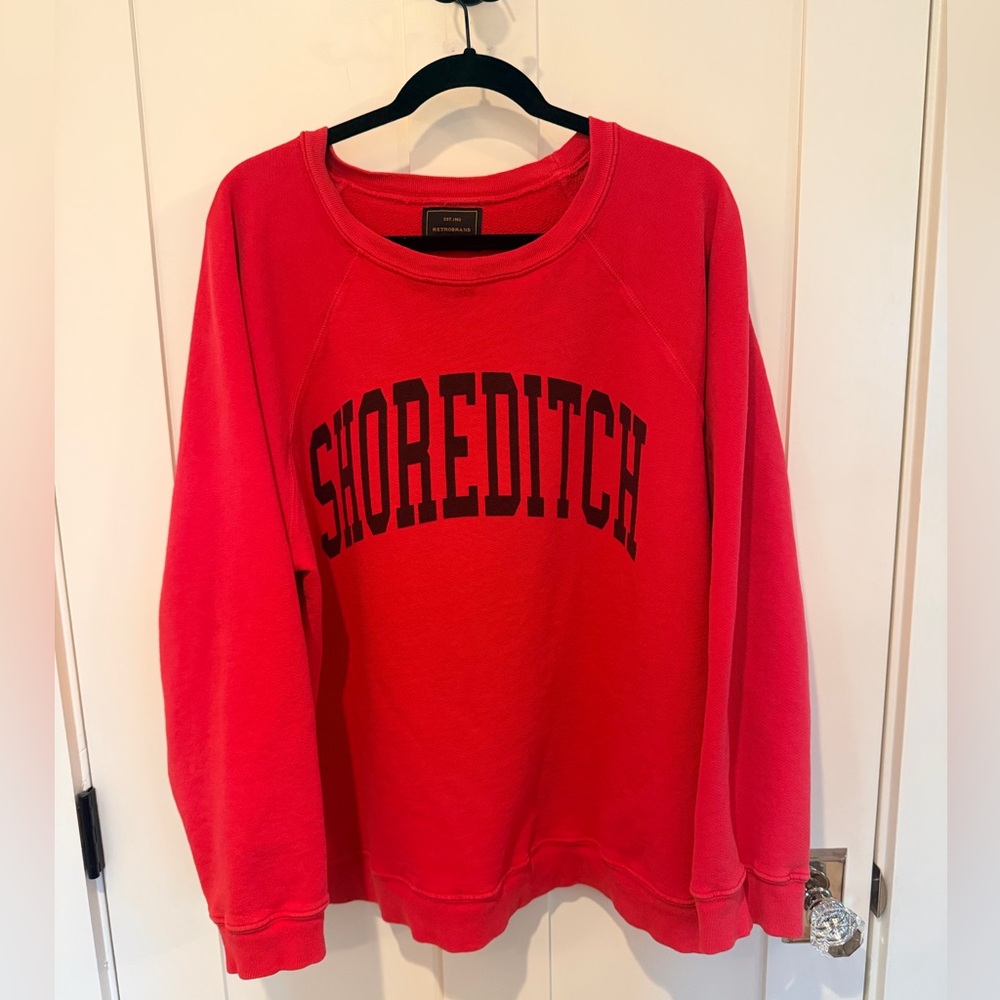 Anthropologie RetroBrand Shoreditch Red Crewneck oversized Sweatshirt XL